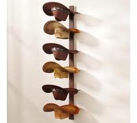 TIPSYTREE Cowboy Hat Holder, Cowboy Hat Rack for Wall Holds up to 6 Hats, Wooden & Metal Rustic Hat Racks Western Decor Wall Storage Hat Holder Organizer for Hat Racks Room