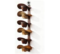 TIPSYTREE Cowboy Hat Rack for Wall - 3-Piece Western Hat Holder, Rustic Wooden & Metal Wall Mounted Cowboy Hat Organizer, Holds up to 6 Hats, Cowboy Room Decor & Storage Display Rack