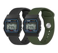 Tiptops 2 Pack Silicone Watch Band for Casio 18mm, Soft Breathable Replacement Strap for Casio F-84/F-91W/F-94/A158/A168/F-105/F-108 and AE-1000 Series, Quick Release Sport Wristband 2-Color Set