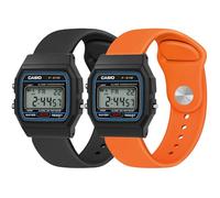 Tiptops 2 Pack Silicone Watch Band for Casio 18mm, Soft Breathable Replacement Strap for Casio F-84/F-91W/F-94/A158/A168/F-105/F-108 and AE-1000 Series, Quick Release Sport Wristband 2-Color Set