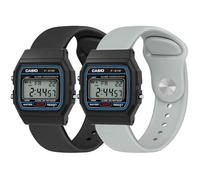 Tiptops 2 Pack Silicone Watch Band for Casio 18mm, Soft Breathable Replacement Strap for Casio F-84/F-91W/F-94/A158/A168/F-105/F-108 and AE-1000 Series, Quick Release Sport Wristband 2-Color Set