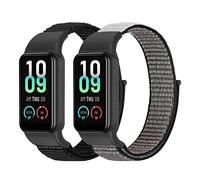 Tiptops Straps Compatible for Amazfit Band 7, 2 Pack Breathable Comfortable Braided Adjustable Nylon Sport Solo Loop Replacement Wristband for Women and Men