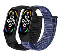 Tiptops Straps Compatible for Xiaomi Mi Band 7/Mi Band 6/Mi Band 5 4 3/Amazfit Band 5 Strap, 2 Pack Breathable Braided Nylon Sport Solo Loop Replacement Band for Mi Band 7/6/5/4/3 band Women Men