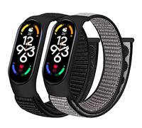Tiptops Straps Compatible for Xiaomi Mi Band 7/Mi Band 6/Mi Band 5 4 3/Amazfit Band 5 Strap, 2 Pack Breathable Braided Nylon Sport Solo Loop Replacement Band for Mi Band 7/6/5/4/3 band Women Men