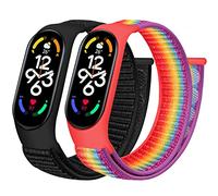 Tiptops Straps Compatible for Xiaomi Mi Band 7/Mi Band 6/Mi Band 5 4 3/Amazfit Band 5 Strap, 2 Pack Breathable Braided Nylon Sport Solo Loop Replacement Band for Mi Band 7/6/5/4/3 band Women Men