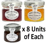 Tiptree Strawberry, Raspberry, Orange Preserves - 8 x 28g of Each (24 Pack)