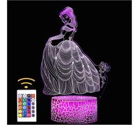 Tiqun Princess 3d Phantom Night Light Visual Creativity Led Table Lamp Touch Control 7 Color Change For Home Decor Or Holiday Gifts For Kids And Girls