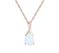 Tirafina Sterling Silver Gemstone and Simulated White Sapphire Pendant with 18" Chain, 9" x 7", Gemstone, Created Opal