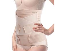 Tirain 3 in 1 Postpartum Belly Support Recovery Belly/Waist/Pelvis Belt Postpartum Belly Wrap Band, Nude, Plus Size