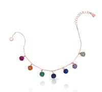 Tiramisu | "Rainbow" Bracelet with 7 Colorful Charms | Women's/Girl's Jewelry | 925 Sterling Silver Rose Gold Plated+Cubic Zirconia | Adjustable Size| Slim and Delicate Bracelet | Elegant Gift |16+3cm