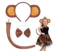 Tirdkid Monkey Ears Headband & Tail Set - Perfect Costume Accessory for Women - Ideal for Halloween, Christmas, Carnival, Brown, Medium