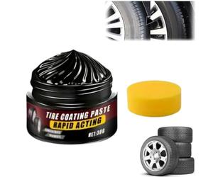 Tire Coating Paste,Premium Tire Coating & Trim Restorer,Powerful Wheel Cleaning Refurbish Wax,Long-Lasting UV Protection,Bring Back the Deep Black Shine to Rubber and Plastic