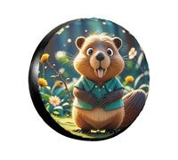 Tire Cover Waterproof Wheel Covers Tires Protective Shield for Car Cartoon animated beaver Spare Wheel Cover Spare Tire Covers with Drawstring 16 inch