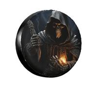 Tire Cover Waterproof Wheel Covers Tires Protective Shield for Car Grim-Reaper Spare Wheel Cover Spare Tire Covers with Drawstring 17 inch