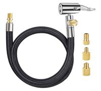 Tire Inflation Hose Adapter with Metal Connector and Self Locking Valve for Car, Motorcycle, and Tires, Supports High Pressure up to 300 PSI (100 Cm)