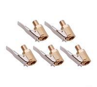 Tire Inflator Nozzle, 5-Pack 1/4 Inch Brass, Closed Flow Design, Auto Locking Chuck, 150 PSI Max, for Car Bike Truck