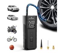 Tire Inflator Portable Air Compressor, 1 Min Fast Inflation Cordless Bike Pump with Digital Pressure Gauge LED Light, 150 PSI Electric Air Pump for Car Tires, Bicycle, Motorcycle, Ball (Black)
