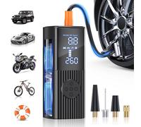 Tire Inflator Portable Air Compressor, 180PSI Portable Air Compressor with 25000mAh Battery, 3X Fast Inflation Cordless Air Pump for Car, Motorcycle, Bicycle, Ball
