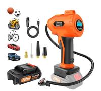 Tire Inflator Portable Air Compressor, 21V Rechargeable Battery Powered Air Pump, 180PSI Max Powered Handheld Car Tyre Pump with LED Light, Power Adapter Digital Pressure Gauge for Cars Motorcycles
