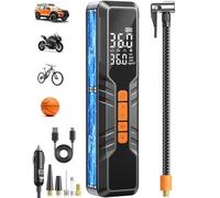 Tire Inflator Portable Air Compressor 4 x Image Tire Air Pump 150PSI 10000mAh Portable Car Tire Inflator 12DC Air Pump with Pressure Gauge LED Light