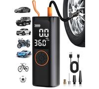 Tire Inflator Portable Air Compressor - 4X Faster Inflation Cordless Mini Air Pump with Digital Pressure Gauge with Digital Pressure Gauge/LED Light Portable Tire Inflator for Car/Moto/Bike/Ball etc.