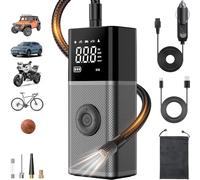 Tire Inflator Portable Air Compressor - 5X Faster 180PSI Cordless Air Pump for Car Tires with Digital Gauge & Auto Shutoff, Emergency LED Light Wireless Pump for Cars, Motorcycles, Bikes, Ball