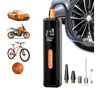 Tire Inflator Portable Air Compressor 6000mAh 150 PSI Bike Pump with Digital Dual Values Display Fast Inflation Portable Tyre Inflator Emergency LED Light for Car, Motorcycle, Bike, Ball