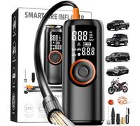 Tire Inflator Portable Air Compressor, Electric Air Pump 4X Super Fast Inflation Air Compressor for Car Tire Gauge Pressure USB C Rechargeable Power Bank Tire Pump with LED for Car Motor Bike Ball