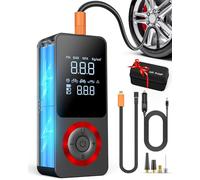 Tire Inflator Portable Air Compressor, Smart Air Pump for Car Tires with 3 Light Modes, Digital Pressure Gauge, 12V Car Power Adapter, Storage Box