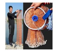 Tire Line Saltwater Fishing Cast Net, Portable Cast Net with Aluminum Ring, Folded Bait Net Throw Nets for Salt & Freshwater(3/8 In Mesh,Height 2.4m/7.9ft)
