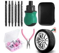 Tire Patching Kit - Threaded Rubber Nail Fixing Set, Compact Wheel Recovery Equipment, Quick Inflation Restoration Aid, Vehicle Mobility Support Assembly | Highway Commute Adventure Riding Workshop Us
