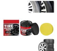 Tire Polishing Paste,Car Tire Shine with Sponge,Tires Coating Paste,Tires Coating & Trim Restorer,Wheel Cleaning Refurbish Wax,Long-Lasting UV Protection with Wet Gloss Look Finish for Car