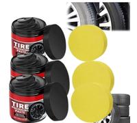 Tire Polishing Paste,Car Tire Shine with Sponge,Tires Coating Paste,Tires Coating & Trim Restorer,Wheel Cleaning Refurbish Wax,Long-Lasting UV Protection with Wet Gloss Look Finish for Car