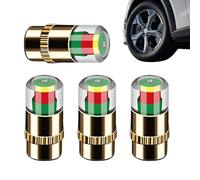 Tire Pressure Caps - 4-Piece 2.4bar/36psi Set With 3-Color Easy-to-Read Monitor With Sensor | Tire Pressure Monitoring Tool For Cars, Motorcycles, Trailers, Trucks & SUVs | Ideal For Travel, Road Saf