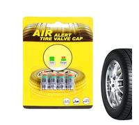 Tire Pressure Caps, Gauge Alert Valve Covers, 4-Piece Monitoring Set, Metal Construction, Compact Easy-To-Install Design, for Motorcycle Truck SUV Car Long-Distance Travel Daily Commuting