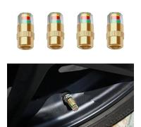 Tire Pressure Monitor Valve Stem Caps for AAA, 3 Color Visual Alert Tire Pressure Indicator Brass Sensor Caps with Seal Ring, 4 Pack,Yellow