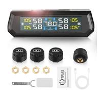 Tire Pressure Monitoring System TPMS,Solar Power Universal Wireless Car Alarm System, USB Charging and Digital Display,Monitor with 5 Alarm Modes,Pressure Range 0-5 bar, 0-87Psi for Car SUV Trailer