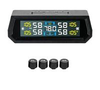 Tire Pressure Monitoring System - Wireless Solar Power and USB Charger Monitor, Colorful LCD Display, TPMS with 4 Sensors & 5 Alarm Modes, Real-time Monitoring Pressure and Temperature for RV/Camper/T