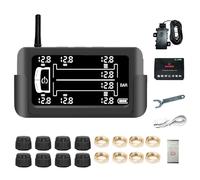 Tire Pressure Monitoring System, Wireless Solar TPMS Monitor System with 8 External Tpms Sensor, 6 Alert Modes, Real Time Detect Car Alarm System for RVs, Trailers, Heavy Trucks