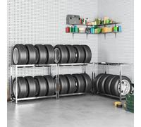 Tire Rack Silver 110x40x110 cm Galvanised Steel 2-Layer Boltless 12pcs 300kgCap