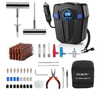 Tire Repair Kit, Tire Plug Kit, Heavy Duty Flat Tire Repair Kit with 12V Portable Air Compressor with LED Light for SVU, Car, Motorcycle, Truck, RV and Other Tire Repair