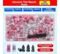 Tire Repair Kit with 100 Stoppers and Screwdriver for Quick Puncture Fixes, Carbon Steel and Rubber Tools for Reliable Roadside Tire Repair and Leak Prevention
