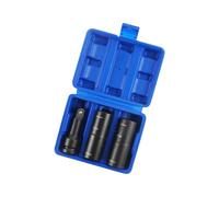 Tire Service Lug Extractor Tool Set 3 Piece Alloy Steel Socket Group with Adapter, Double Ended Design and Clear 18.5 19.5 20.5 21.5 Mm Size Markings
