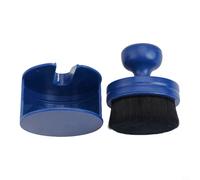 Tire Shine Applicator Brush with Stand for Auto Detailing, Ergonomic Car Wheel Cleaner Tool with Soft Microfiber Bristles and Non-Slip ABS Handle to Dirty Hands(Blue)
