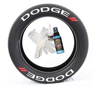Tire Stickers Dodge // Tyre Lettering Kit - Genuine USA Made DIY Permanent Tyre Lettering With Glue & 2oz Touch-Up Cleaner / 19-21 Inch Wheels / 0.75 Inches/White / 4 Pack