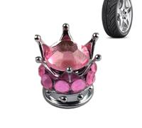 Tire Valve Caps Rhinestone Tire Air Cover Set Covers Accessories | Colorful Crown for Car Truck SUV Motorcycle Bike Bicycle ATV SXS Scooter 4x4 Golf Cart Trailer RV Camper Sedan Coupe Pink