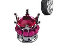 Tire Valve Caps Rhinestone Tire Air Cover Set Covers Accessories | Colorful Crown for Car Truck SUV Motorcycle Bike Bicycle ATV SXS Scooter 4x4 Golf Cart Trailer RV Camper Sedan Coupe Hot Pink