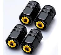 Tire Valve Caps Sunflower Accessories 4 Pack Aluminum Alloy Rust Proof Universal Dust Covers Air Cap for Car SUV