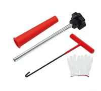 Tire Valve Core Removal and Installation Kit Featuring T-Shaped Hook Push Rod Tapered Locating Tube and Safety Gloves for Auto Repair