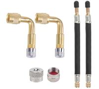 Tire Valve Extension Set, 2PCS 7.3 Inch Flexible Valve Stem Extension Pipe and 2PCS 90 Degree Copper Air Nozzle for Car Motorcycle Bike Scooter Tire Extender